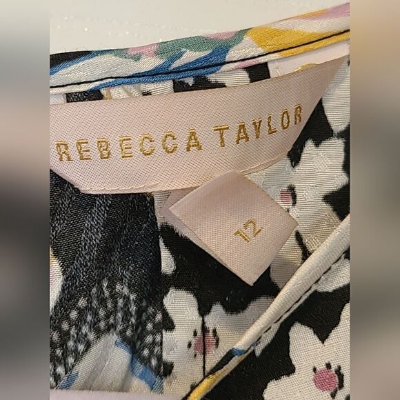 Rebecca Taylor Sleeveless Fleur Mix Dress, Boho Cottagecore Silk Blend | 12 - Picture 3 of 16